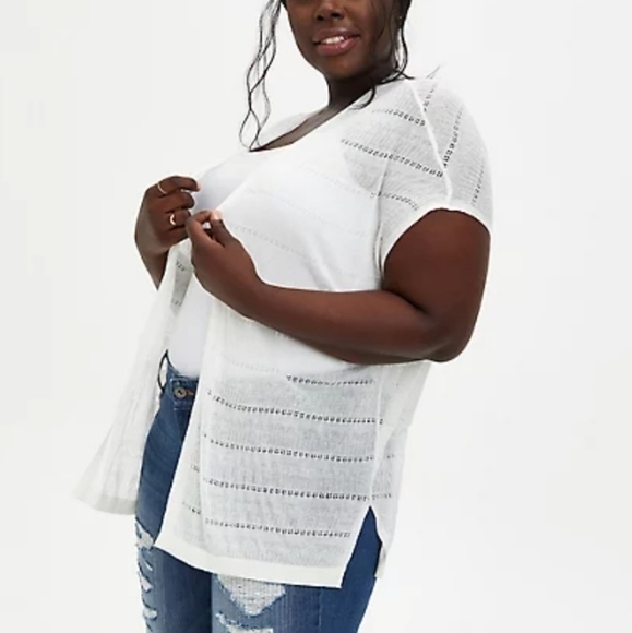 torrid Sweaters - Torrid White Crochet Wrap Cardigan 0